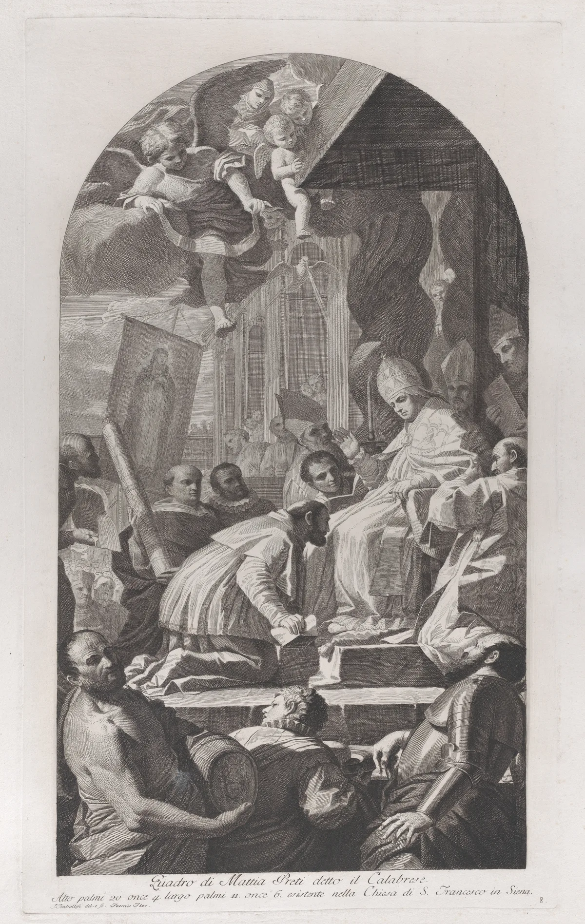 Giulio Traballesi's engraving depicting the canonization of Saint Catherine