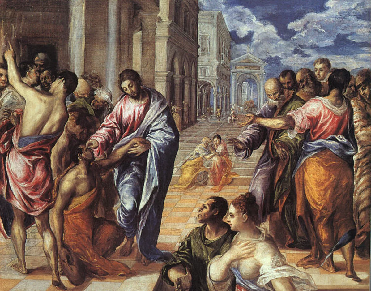 El Greco’s painting Christ Healing the Blind, an artistic depiction of a Gospel healing