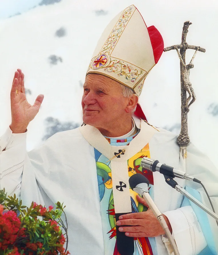 Devotional artwork or photograph associated with Pope John Paul II