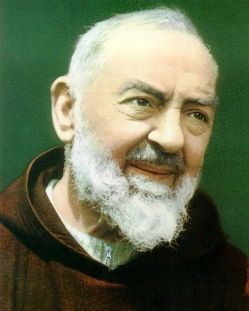 Devotional artwork or photograph associated with Padre Pio